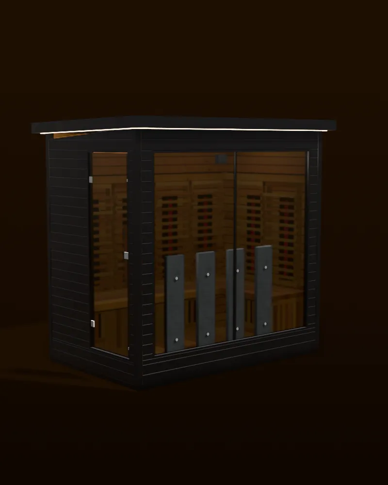 3D model of the Sun Home Luminar outdoor infrared sauna in dark aluminum with a tinted glass front